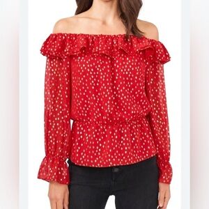 Vince Camuto Red Off-Shoulder Blouse